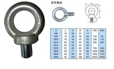 不銹鋼316吊環螺栓